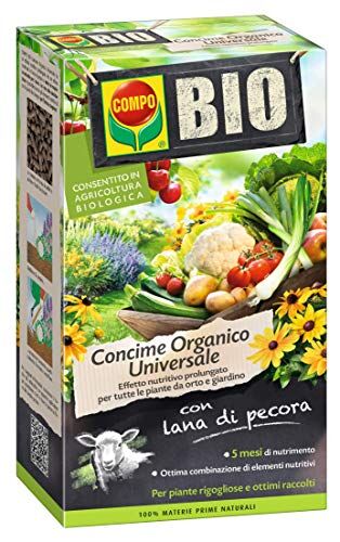 Compo BIO Concime Universale Organico per Piante da Orto e da Giardino, Con Lana di Pecora, Effetto Prolungato, Consentito in agricoltura biologica, 2kg