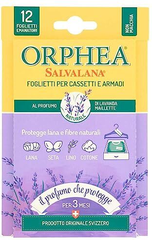 Orphea salvalana foglietti Anti Tarme al Profumo Naturale di Lavanda 4 Confezioni