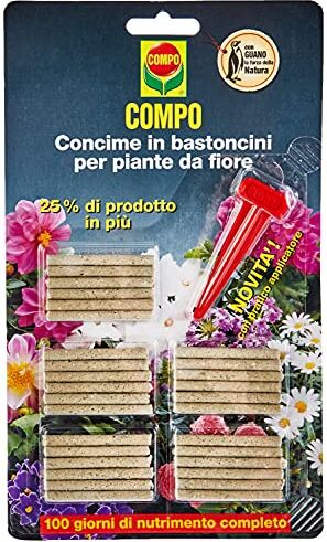 Compo Concime in Bastoncini per Piante da Fiore, Con Guano, Con pratico applicatore, 30 Bastoncini (27 g)