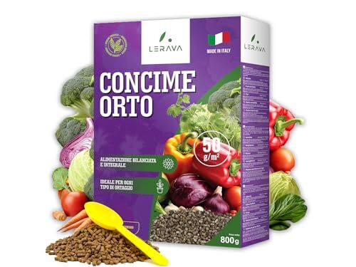 LERAVA ® UNIVERSALE concime per orto [BIO] 800g Migliora la crescita di piante e ortaggi e la fertilità del suolo concime universale + tappo dosatore concime organico 100% Made in Italy