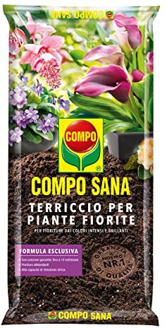 Compo SANA Terriccio per Piante Fiorite, Per Piante in Vaso o Piena Terra, Con Guano, Sacco 20 L