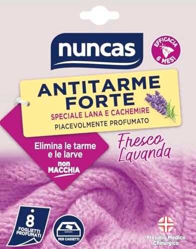 Nuncas Antitarme Forte Lana e Cachemire Lavanda 8 Pezzi