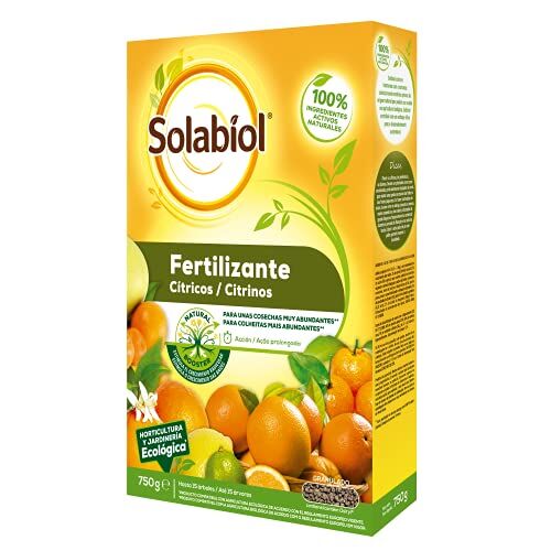 Solabiol Fertilizzante agli agrumi, ingredienti 100% biologici con stimolatore radicolare per un miglioramento della raccolta.