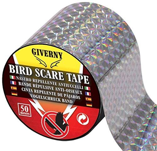 GIVERNY Uccello Nastro Repellente 50m, Scaccia Piccioni, Antiuccelli Dissuasore Riflettente Nastri,spaventa Uccelli Per Gufo, Corvo Spaventapasseri Per Giardino, Balcone,