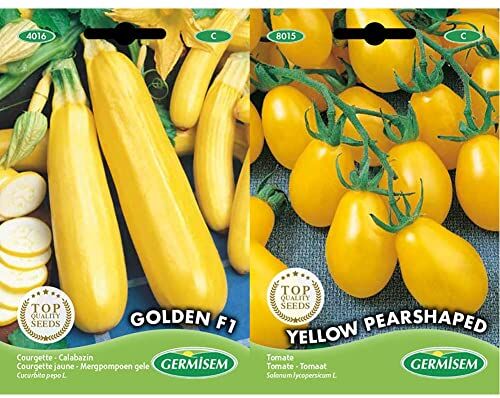 Germisem Golden F1 Semi di Zucchine Giallo 2 g & Yellow Pearshaped Semi di Pomodoro 0.5 g