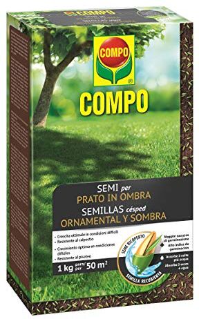 Compo SEMI per Prato in Ombra, Miscela Speciale, Seme Ricoperto, Resistente al Calpestio, 1 kg