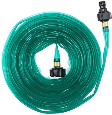 Relaxdays Tubo per Irrigazione a Goccia, 10 m, per Innaffiare Orto e Prato, Piatto, Tubicino Forato Gioccolatoio, Verde