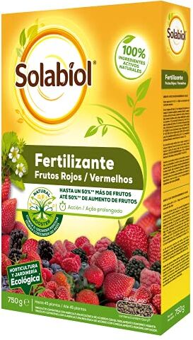 Solabiol Fertilizzante per frutti rossi, ingredienti 100% biologici con stimolatore radicolare per un miglioramento della raccolta.