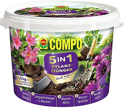 Compo Fertilizzante Fiore 5 in 1 di concime per Piante e più 1,5 kg, Viola, 19 x 19 x 15.6 cm,