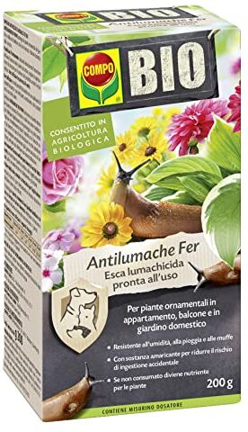 Compo BIO Antilumache Fer PFnPO, Per Piante Floreali e Ornamentali in Appartamento, Balcone e Giardino Domestico, Consentito in Agricoltura Biologica, 200 g