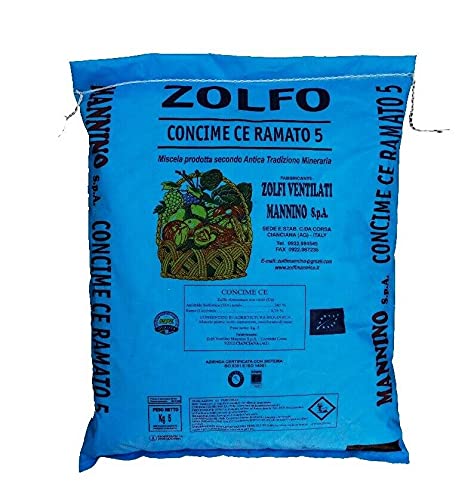 Generico Mannino Zolfo Ramato 5% Concime per Agricoltura Biologica per Orto e Giardino, uso professionale, formato da 10 kg