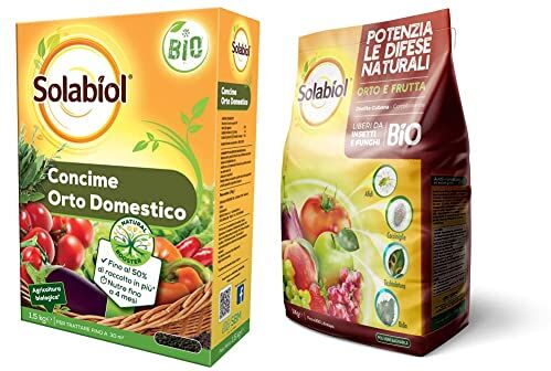 Solabiol Concime Granulare Biologico per  con Tecnologia Natural Booster, 1,5Kg & Zeolite Polvere di Roccia, 1kg Potenziatore delle difese delle Piante, Bianco, 1 kg