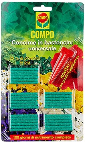 Compo Concime in Bastoncini Universale, A Lenta Cessione, Nutrimento Completo per Tutte Le Piante in Vaso da Appartamento, Balcone o Giardino, 30 Bastoncini (27 g)