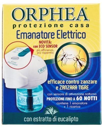 Orphea Insetticida, Emanatore Elettrico Contro gli Insetti, all'Euclipto, Emanatore + 1 Ricarica Liquida 30 ml