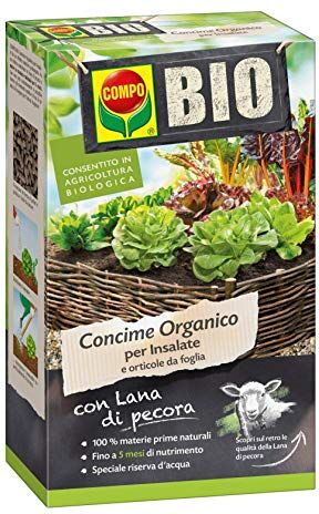 Compo BIO Concime Organico per Insalate e Orticole da Foglia, Con Lana di Pecora, Consentito in agricoltura biologica, 750 g