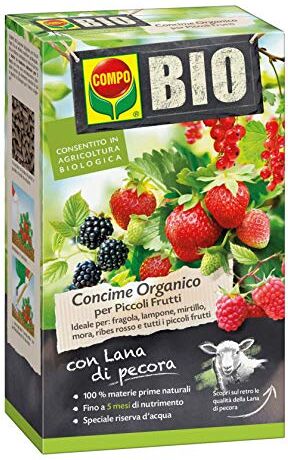 Compo BIO Concime Organico per Piccoli Frutti, Con Lana di Pecora, Consentito in agricoltura biologica, 750 g