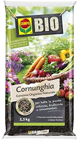 Compo BIO Cornunghia, Concime Organico Naturale, Per Piante Orticole, Frutticole e Ornamentali, 2,5 kg