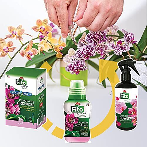 Fito Kit Completo Cura Orchidee Concime Liquido + Goccia a Goccia + Spray Per La Cura Delle Tue Orchidee  Concime Goccia a Goccia con 6 fiale cadauno + Concime Liquido 250 ml + Spray Fogliare 300 ml