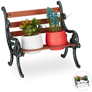 Relaxdays Mini Supporto per Fiori, Ghisa e Legno, Panchetta per 2 Vasi, Vintage, Giardino, Ø 7,5 cm, Verde Scuro-Marrone Relaxdays Mini Supporto per Fiori, Ghisa e Legno, Panchetta per 2 Vasi, Vintage, Giardino, Ø 7,5 cm, Verde Scuro-Marrone