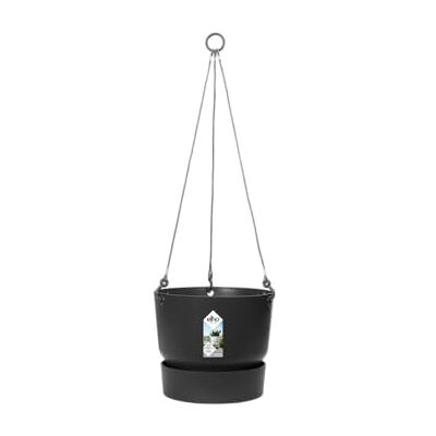 Elho Greenville Hanging Basket 24 Vaso per Balcone esterno Ø 23.5 x H 20.5 cm Nero/Living Black Elho Greenville Hanging Basket 24 Vaso per Balcone esterno Ø 23.5 x H 20.5 cm Nero/Living Black
