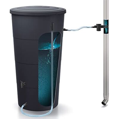 Prosperplast Barile per acqua piovana in plastica liscia da 200 litri di colore antracite 60(lunghezza)x60(larghezza)x106,6(altezza)cm+set di accessori icanset7 Prosperplast Barile per acqua piovana in plastica liscia da 200 litri di colore antracite 60(lunghezza)x60(larghezza)x106,6(altezza)cm+set di accessori icanset7