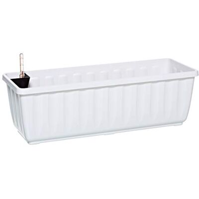 Dehner Fioriera Aqua-Flor Plus con Sistema di irrigazione, ca. Dimensioni: 97.5 x 22 x 19 cm, in plastica, Colore: Bianco Dehner Fioriera Aqua-Flor Plus con Sistema di irrigazione, ca. Dimensioni: 97.5 x 22 x 19 cm, in plastica, Colore: Bianco