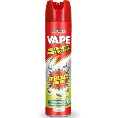 VAPE Multinsetto Piretro Fast Spray Insetticida, Tripla Azione, Attivo Vegetale, 400 ml, per Ambienti Domestici (1) VAPE Multinsetto Piretro Fast Spray Insetticida, Tripla Azione, Attivo Vegetale, 400 ml, per Ambienti Domestici (1)