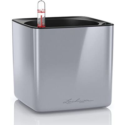 Lechuza Cube Glossy 14 cubi per piante con sistema di irrigazione a bastoncino, in titanio Lechuza Cube Glossy 14 cubi per piante con sistema di irrigazione a bastoncino, in titanio