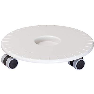 WAGNER Carrello per Piante Flat Ø 30 x 6 cm I Carrello per Fiori per Interni, Bianco I Portavaso Sottile in plastica ABS, Idrorepellente I Portata 80 kg WAGNER Carrello per Piante Flat Ø 30 x 6 cm I Carrello per Fiori per Interni, Bianco I Portavaso Sottile in plastica ABS, Idrorepellente I Portata 80 kg
