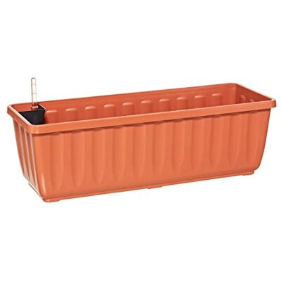 Dehner Fioriera Aqua-Flor Plus con Sistema di irrigazione, ca. 58.5 x 22 x 19 cm, plastica, Terracotta Dehner Fioriera Aqua-Flor Plus con Sistema di irrigazione, ca. 58.5 x 22 x 19 cm, plastica, Terracotta