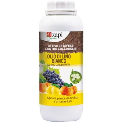 ZAPI Garden Olio di Lino Concentrato, Cocciniglia Insetticida, Attiva le Difese contro Cocciniglia, per Agrumi, Piante da Frutto e Ornamentali, 1L ZAPI Garden Olio di Lino Concentrato, Cocciniglia Insetticida, Attiva le Difese contro Cocciniglia, per Agrumi, Piante da Frutto e Ornamentali, 1L