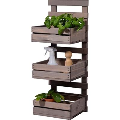 dobar ® Green label 58388FSCe Scala per fiori a 3 livelli, per il montaggio a parete, flessibile, in legno robusto, per giardino, terrazza, balcone, 29,5 x 26,5 x 74,5 cm, colore: Grigio dobar ® Green label 58388FSCe Scala per fiori a 3 livelli, per il montaggio a parete, flessibile, in legno robusto, per giardino, terrazza, balcone, 29,5 x 26,5 x 74,5 cm, colore: Grigio
