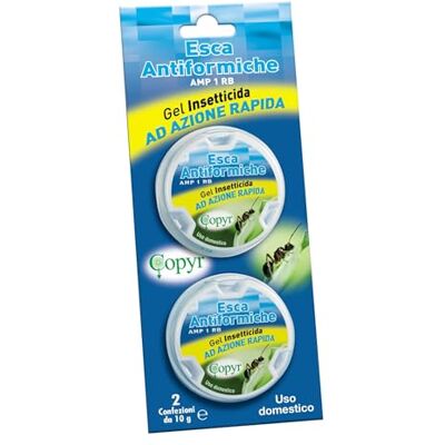 COPYR Due Trappole AMP 1 RB Insetticida Formiche E Blatte, Antiscarafaggi, Uso Domestico, Disinfestazione in 6 giorni, Per Interno Ed Esterno, 2x10 gr COPYR Due Trappole AMP 1 RB Insetticida Formiche E Blatte, Antiscarafaggi, Uso Domestico, Disinfestazione in 6 giorni, Per Interno Ed Esterno, 2x10 gr