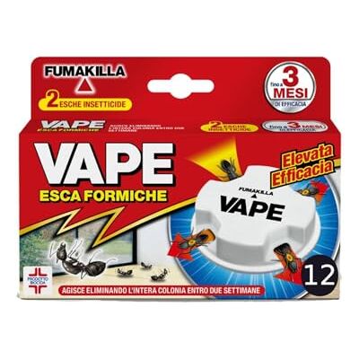 VAPE Antiformiche Esca Formiche, Insetticida Nuova Versione 2024 Elevata Efficacia Confezione da 2 pezzi (12 Confezioni da 2 Esche) VAPE Antiformiche Esca Formiche, Insetticida Nuova Versione 2024 Elevata Efficacia Confezione da 2 pezzi (12 Confezioni da 2 Esche)