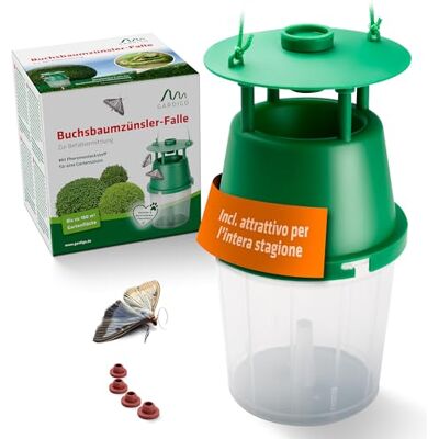 Gardigo ® Trappola Piralide del Bosso 180m² 4 Dispenser Attrattivo incl. Individuazione Infestazione grazie al Monitoraggio di Cattura delle Falene Trappola a base di Feromoni senza Insetticida Gardigo ® Trappola Piralide del Bosso 180m² 4 Dispenser Attrattivo incl. Individuazione Infestazione grazie al Monitoraggio di Cattura delle Falene Trappola a base di Feromoni senza Insetticida