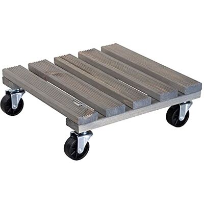 WAGNER Carrello per Piante Vintage 29 x 29 x 8,5 cm I Carrello per Fiori per Interni ed Esterni I Portavaso in Legno di conifere, Rigato, Grigio, con Ruote I Portata 150 kg I Fatto in UE WAGNER Carrello per Piante Vintage 29 x 29 x 8,5 cm I Carrello per Fiori per Interni ed Esterni I Portavaso in Legno di conifere, Rigato, Grigio, con Ruote I Portata 150 kg I Fatto in UE