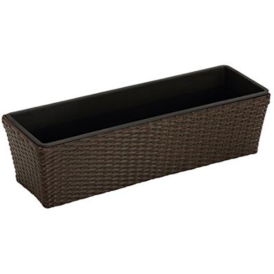Dehner – Fioriera con inserto in plastica, ca. 49 x 16 x 14 cm, in rattan sintetico, Marrone Dehner – Fioriera con inserto in plastica, ca. 49 x 16 x 14 cm, in rattan sintetico, Marrone