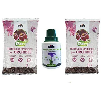 CIFO Linea Torfy, 2 Confezioni Terriccio per Orchidee da 3 lt. + 1 Flacone Concime Liquido Orchidee 200 ml. con Corteccia, Perlite Fibra di Cocco. Fertilizzante e Crescita delle Orchidee CIFO Linea Torfy, 2 Confezioni Terriccio per Orchidee da 3 lt. + 1 Flacone Concime Liquido Orchidee 200 ml. con Corteccia, Perlite Fibra di Cocco. Fertilizzante e Crescita delle Orchidee