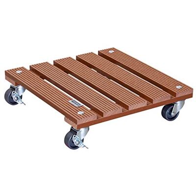 WAGNER Carrello per Piante WPC 29 x 29 x 7,5 cm I Carrello per Fiori e Piante per Interni ed Esterni, Terracotta I Portavaso Composito di plastica e Legno I 2 Freni I Portata 80 kg 20053001 WAGNER Carrello per Piante WPC 29 x 29 x 7,5 cm I Carrello per Fiori e Piante per Interni ed Esterni, Terracotta I Portavaso Composito di plastica e Legno I 2 Freni I Portata 80 kg 20053001