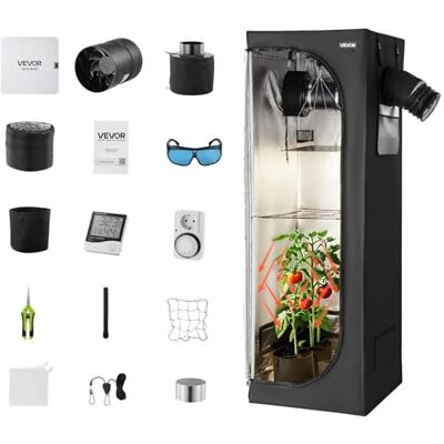 VEVOR Kit Completo per Tenda da Coltivazione da Interno 60x60x180 cm Tenda da Coltivazione con Illuminazione LED a Spettro Completo, Sistema di Ventilazione, Mylar 600D, per Fiori Verdure VEVOR Kit Completo per Tenda da Coltivazione da Interno 60x60x180 cm Tenda da Coltivazione con Illuminazione LED a Spettro Completo, Sistema di Ventilazione, Mylar 600D, per Fiori Verdure