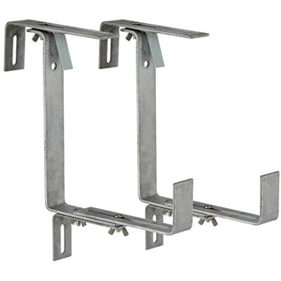 Dehner Porta fiori professionale per ringhiera tubi, 2 pezzi, metallo, argento Dehner Porta fiori professionale per ringhiera tubi, 2 pezzi, metallo, argento