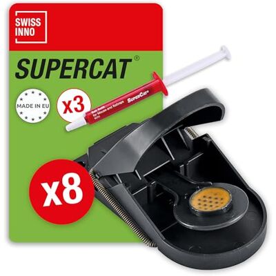 SWISSINNO Trappola per Topi Professionale, 8 Trappole + 3 Siringhe SuperCat SWISSINNO Trappola per Topi Professionale, 8 Trappole + 3 Siringhe SuperCat