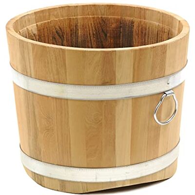 Dehner – Fioriera in legno di robinia, Ø 52 cm, altezza 40 cm, colore: naturale Dehner – Fioriera in legno di robinia, Ø 52 cm, altezza 40 cm, colore: naturale