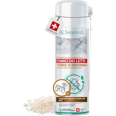 SERENI-D TERRA DI DIATOMEE CIMICI DA LETTO – AEROSOL ANTI CIMICI DA LETTO – EFFICACIA FULMINANTE – Ingredienti 100% naturali Azione IMMEDIATA ed EFFICACE Swiss Lab SERENI-D TERRA DI DIATOMEE CIMICI DA LETTO – AEROSOL ANTI CIMICI DA LETTO – EFFICACIA FULMINANTE – Ingredienti 100% naturali Azione IMMEDIATA ed EFFICACE Swiss Lab