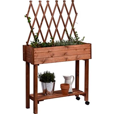 dobar Aiuola rialzata Arrotolabile con Traliccio Fioriera su Ruote aiuola in Legno Massiccio aiuola Sottile per Giardino/terrazze/Balcone 79 x 28,5 x 130 cm Marrone dobar Aiuola rialzata Arrotolabile con Traliccio Fioriera su Ruote aiuola in Legno Massiccio aiuola Sottile per Giardino/terrazze/Balcone 79 x 28,5 x 130 cm Marrone