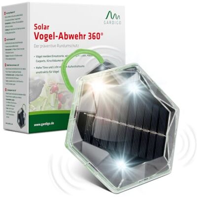 Gardigo ® Dissuasore per Piccioni, Ultrasuoni per Piccioni da Esterno 360° Luce Led Raggio d' Azione ca. 7 m Anti Piccioni Spaventa Uccelli Scaccia Piccioni da Balcone, Alberi Gardigo ® Dissuasore per Piccioni, Ultrasuoni per Piccioni da Esterno 360° Luce Led Raggio d' Azione ca. 7 m Anti Piccioni Spaventa Uccelli Scaccia Piccioni da Balcone, Alberi