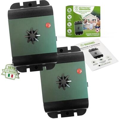 ISOTRONIC dissuasore uccelli ultrasuoni piccioni passeri gabbiani corvi batteria balconi tetti giardini raggio 40m² 2 unità efficace esterno protezione difesa stop volatili ecologico mobile ISOTRONIC dissuasore uccelli ultrasuoni piccioni passeri gabbiani corvi batteria balconi tetti giardini raggio 40m² 2 unità efficace esterno protezione difesa stop volatili ecologico mobile
