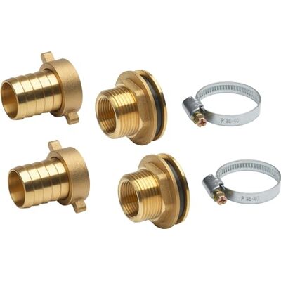 Meister Set di collegamento per serbatoio dell'acqua piovana, 6 pezzi, raccordo di collegamento, raccordo per tubo flessibile e fascetta per tubo – ottone/raccordo per tubo/Wassertechnik / Meister Set di collegamento per serbatoio dell'acqua piovana, 6 pezzi, raccordo di collegamento, raccordo per tubo flessibile e fascetta per tubo – ottone/raccordo per tubo/Wassertechnik /