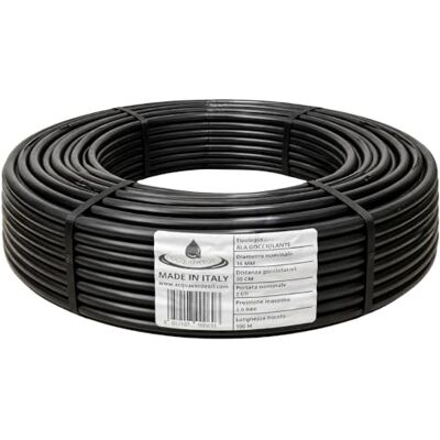 acquaverde Ala Gocciolante ø 16 mm Passo 20 cm con Gocciolatore Doppio Foro 2 L/H PREMIUM, Rotolo da 100 mt, Tubo In Polietilene per Irrigazione a Goccia Automatica, Nero Orto Facile acquaverde Ala Gocciolante ø 16 mm Passo 20 cm con Gocciolatore Doppio Foro 2 L/H PREMIUM, Rotolo da 100 mt, Tubo In Polietilene per Irrigazione a Goccia Automatica, Nero Orto Facile