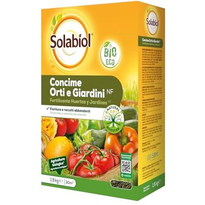Solabiol Concime Biologico per Orto Domestico con Tecnologia Natural Booster per favorire lo sviluppo dell’apparato radicale e avere fino al 50% di raccolto in più e 100% di fioriture in più. 1,5Kg Solabiol Concime Biologico per Orto Domestico con Tecnologia Natural Booster per favorire lo sviluppo dell’apparato radicale e avere fino al 50% di raccolto in più e 100% di fioriture in più. 1,5Kg